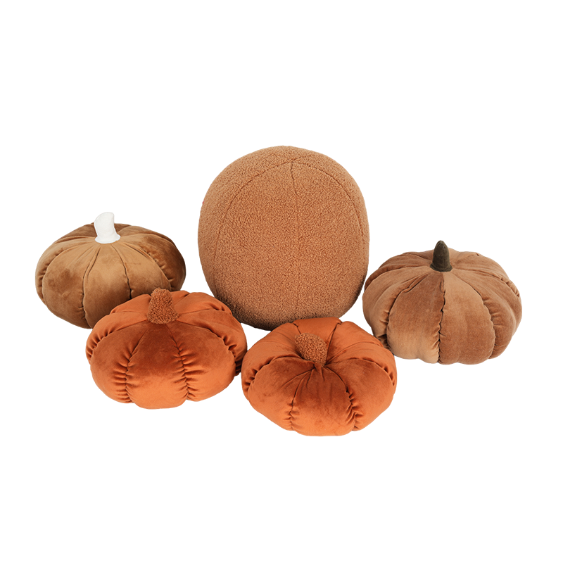 Cojín decorativo de calabaza, estilo caricaturesco y vívido